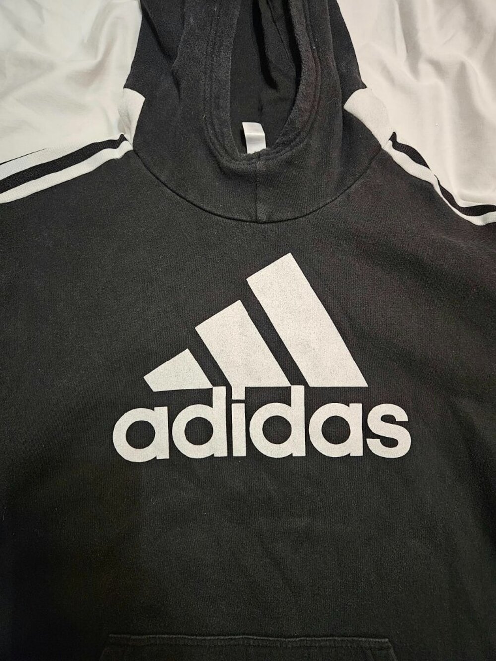 Vintage Style Adidas Big Logo 3 Stripe Mesh Hoodie Large